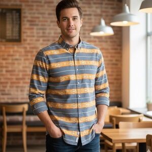 Adam Levine Southwest Aztec cotton, button-down, long sleeve shirt size …